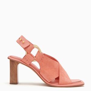 Ulla Johnson Filippa Suede Leather High Wood Heel Sandal in Dahlia Pink NWT $570